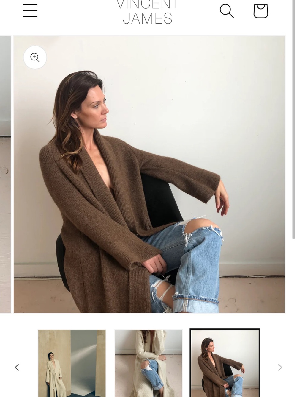 Vincent James Climate Beneficial Duster Cardigan - Brown - Picture 7 of 8